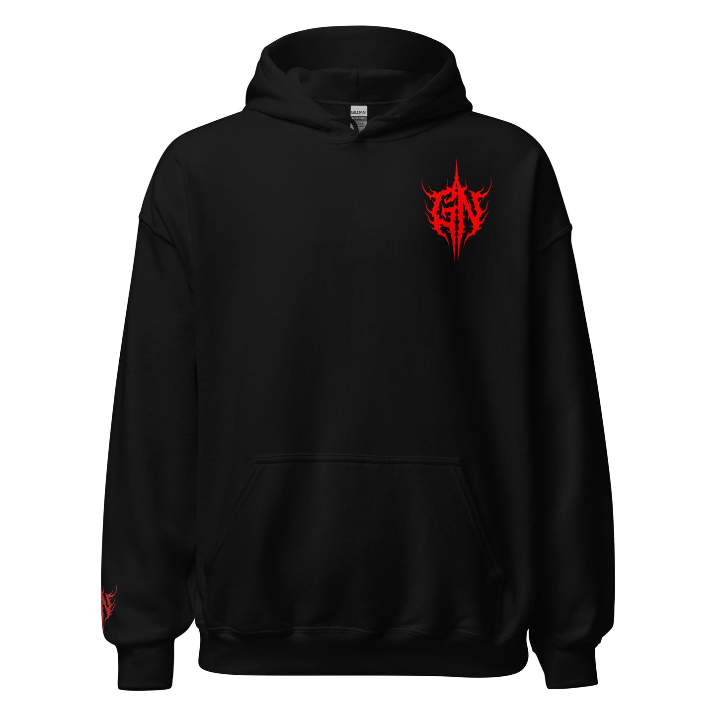 Goon Nation Embroidered Red Death Metal Hoodie