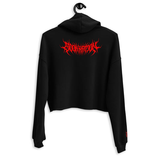 Goon Nation Embroidered Red Death Metal Crop Hoodie