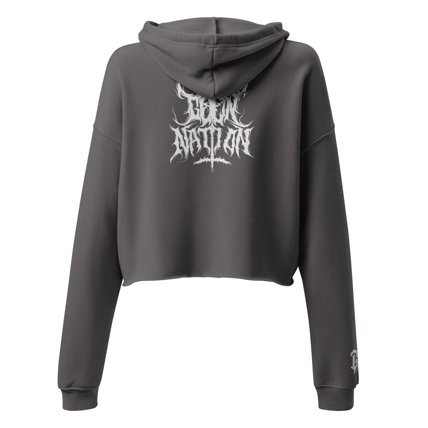 Goon Nation Embroidered Death Metal Crop Hoodie